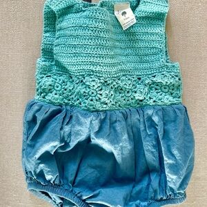 Kate Quinn Teal and Blue Crochet Bodysuit